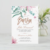 Invitation Baptême floral élégant à l'aquarelle croisée (Debout devant)