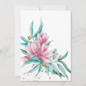 Invitation Baptême floral élégant à l'aquarelle croisée (Dos)