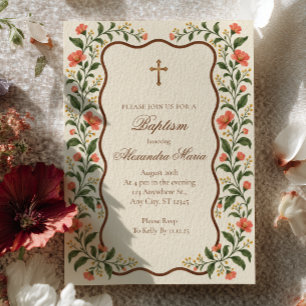 Invitation Baptême Floral Envol
