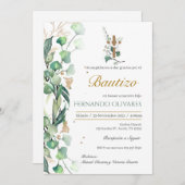 Invitation Baptême Floral Espagnol (Devant / Derrière)