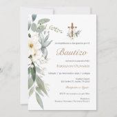 Invitation Baptême Floral Espagnol (Devant)