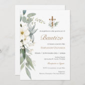 Invitation Baptême Floral Espagnol (Devant / Derrière)