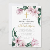 Invitation Baptême floral et premier anniversaire (Devant)