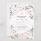 Invitation Baptême floral féminin (Devant)