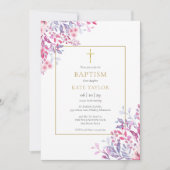 Invitation Baptême Floral fleur sauvage (Devant)
