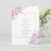 Invitation Baptême Floral fleur sauvage (Debout devant)