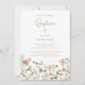 Invitation Baptême floral fleur sauvage (Devant)