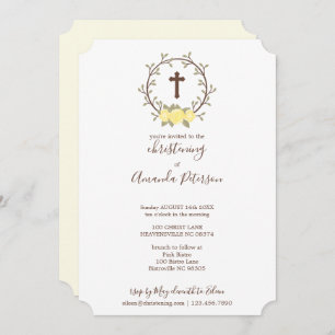 Invitation Baptême floral mignon de baptême de croix de
