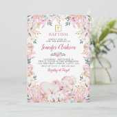 Invitation Baptême floral nouveau-né (Debout devant)