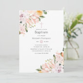 Invitation Baptême Floral Pastel (Debout devant)