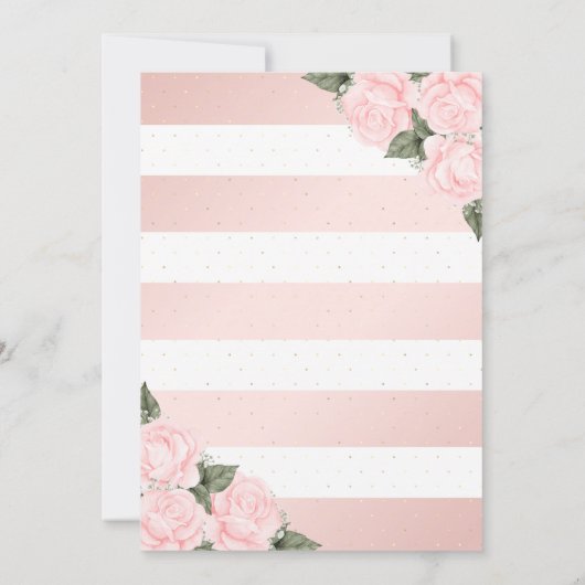 Invitation Baptême floral rose (Dos)