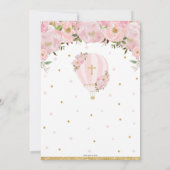 Invitation Baptême Floral Rose Rose À Air Chaud (Dos)