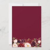 Invitation Baptême floral rouge brun Burgundy Baptême (Dos)
