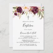 Invitation Baptême floral rustique Boho coloré (Devant)