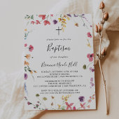 Invitation Baptême floral sauvage coloré classique