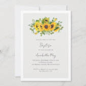 Invitation Baptême floral simple de tournesol (Devant)