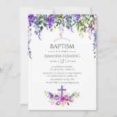 Invitation Baptême floral ultra violet (Devant)