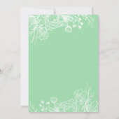 Invitation Baptême floral vert et blanc à la menthe (Dos)