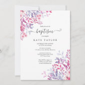 Invitation Baptême florale de lavande Christening (Devant)