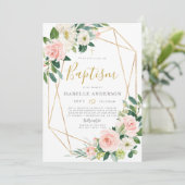 Invitation Baptême florale Gold et Blush (Debout devant)