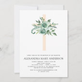 Invitation Baptême Flore Sage Eucalyptus (Devant)
