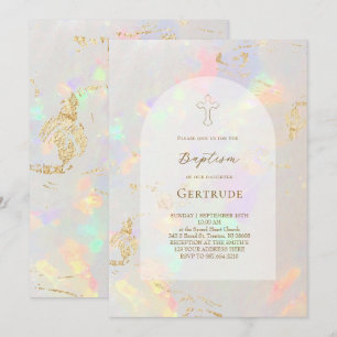 Invitation baptême fond opale