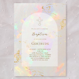 Invitation baptême fond opale
