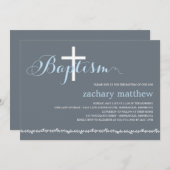 Invitation Baptême frontière - Bleu (Devant / Derrière)