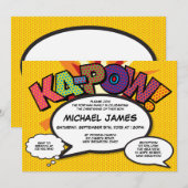 Invitation Baptême Fun Moderne Bande Dessinée (Devant / Derrière)