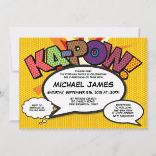 Invitation Baptême Fun Moderne Bande Dessinée