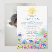 Invitation Baptême garçon (Devant / Derrière)