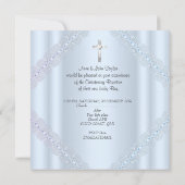Invitation Baptême Garçon Bleu Christening Croix Prince 2 (Dos)
