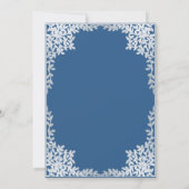 Invitation Baptême garçon bleu classique faux feuilles d'arge (Dos)