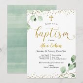Invitation Baptême Garçon de verdure (Devant / Derrière)