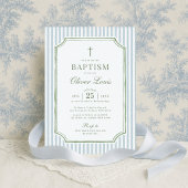 Invitation Baptême garçon fille Sage bleu rayure verte