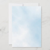 Invitation Baptême garçon floral eucalyptus ciel bleu (Dos)