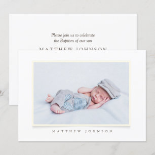 Invitation Baptême Garçon   Photo personnalisée simple et mod
