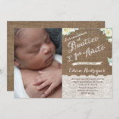 Invitation Baptême garçon premier anniversaire, Bautizo Prime (Devant / Derrière)