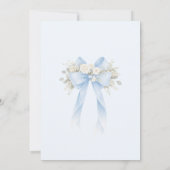 Invitation Baptême garçon ruban eucalyptus floral bleu (Dos)