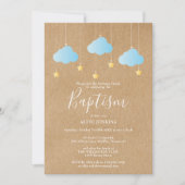 Invitation Baptême Garçon Rustique Célébration Étoiles Brilla (Devant)
