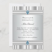 Invitation Baptême Garçons Croix Grise et Bleue (Dos)