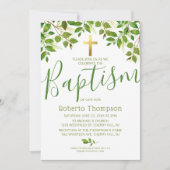 Invitation Baptême Genre Neutre Botanique Christening (Devant)