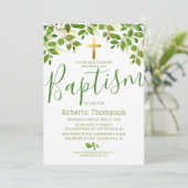 Invitation Baptême Genre Neutre Botanique Christening (Debout devant)