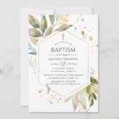 Invitation Baptême géométrique de sérénité verdure (Devant)