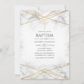 Invitation Baptême géométrique en marbre d'or (Devant)