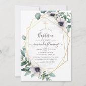 Invitation Baptême géométrique floral d'Eucalyptus (Devant)