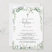 Invitation Baptême géométrique minimaliste de l'eucalyptus (Devant)