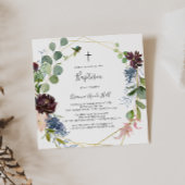 Invitation Baptême géométrique or burgundy