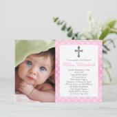 Invitation Baptême | Girl Eternity Bagues Croix Photo (Debout devant)