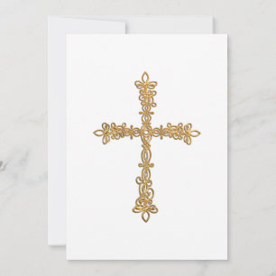 Invitation Baptême Gold Cross